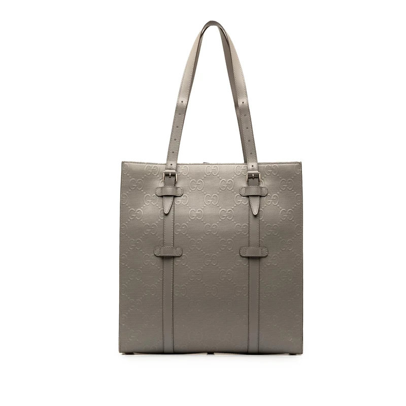 Gucci Pre-Loved GG Embossed Leather Vertical Tote Bag