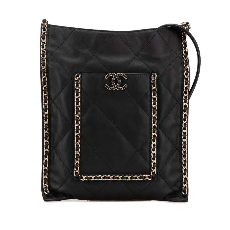 Pre-Loved Quilted Calfskin Chain Flat Shoulder Bag