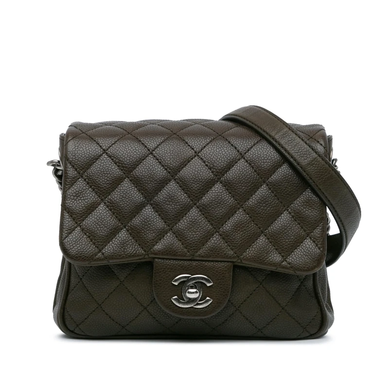 Chanel Pre-Loved CC Quilted Caviar Crossbody Bag