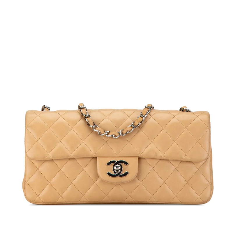 Chanel Pre-Loved CC Lambskin East West Single Flap Shoulder Bag