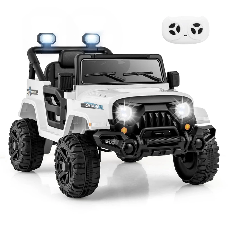 GYMAX Kids Ride on Car, 12V Battery Powered Toy (White)