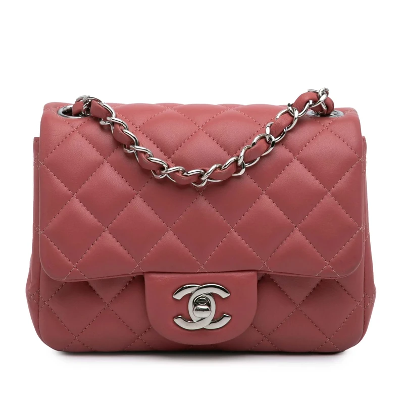 Chanel Pre-Loved Mini Square Classic Lambskin Single Flap Crossbody Bag