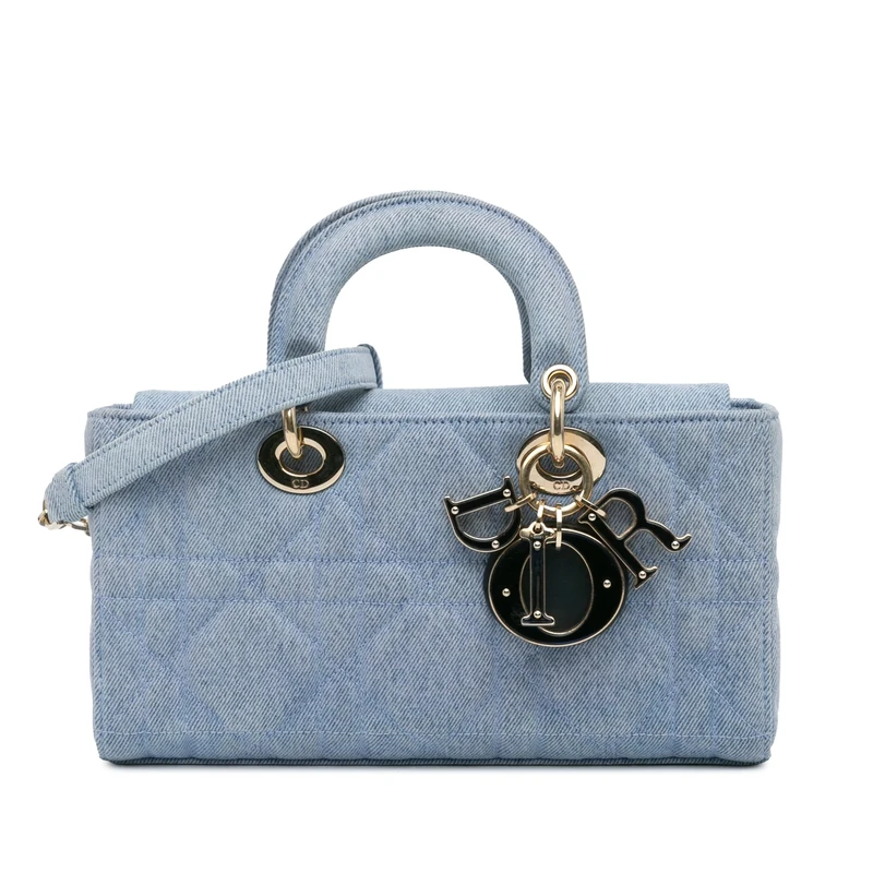 Pre-Loved Medium Denim Macrocannage Lady D Joy Handbag