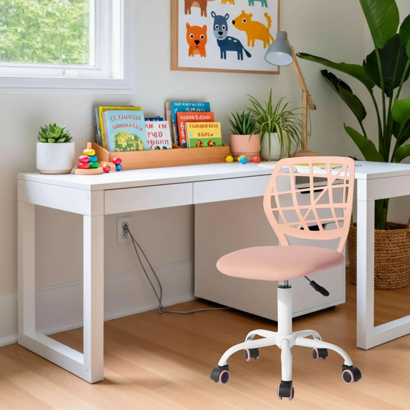 FurnitureR Kids Chair Height Adjustable Desk Chair Ergonomic Colorful Youth Chair with Backrest & Armrests Swivel Chair with 5 Wheels for Children 3-10 Years 100kg Load Capacity