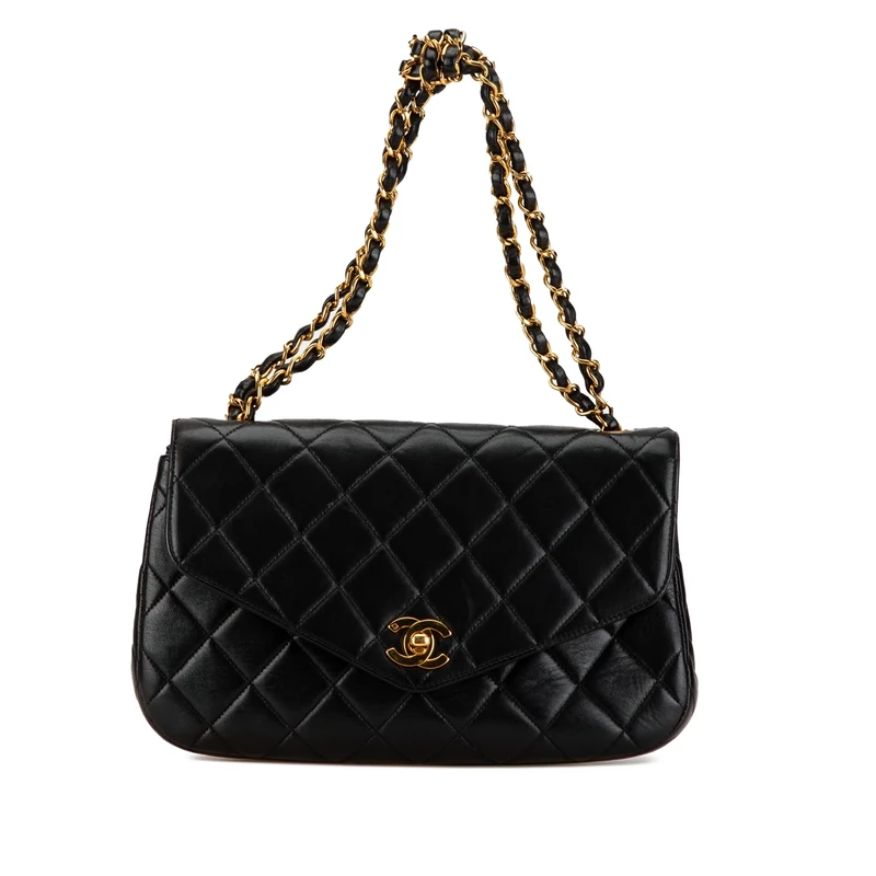 Chanel Pre-Loved Quilted Lambskin Half Moon Single Flap Crossbody Bag