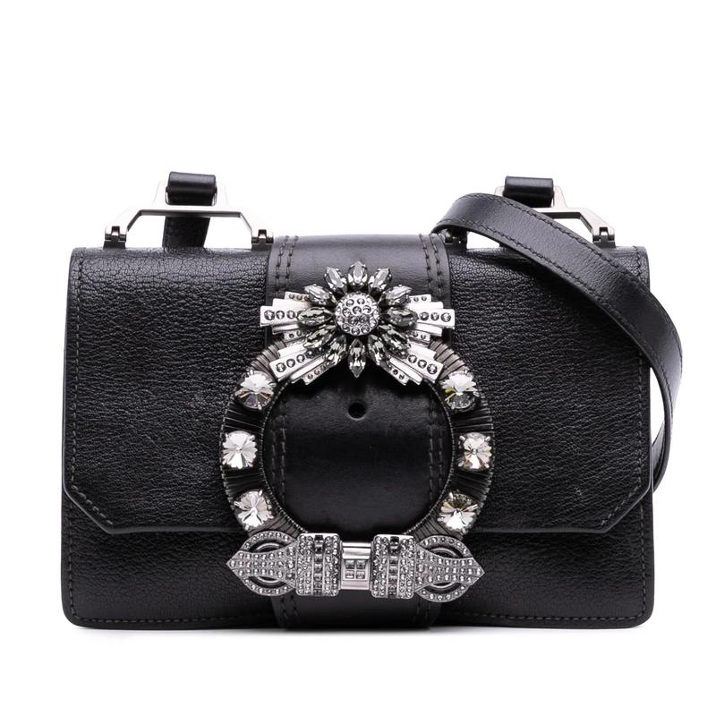 Pre-Loved Goatskin Madras Soft Calf Crystal Embellished Crossbody Bag