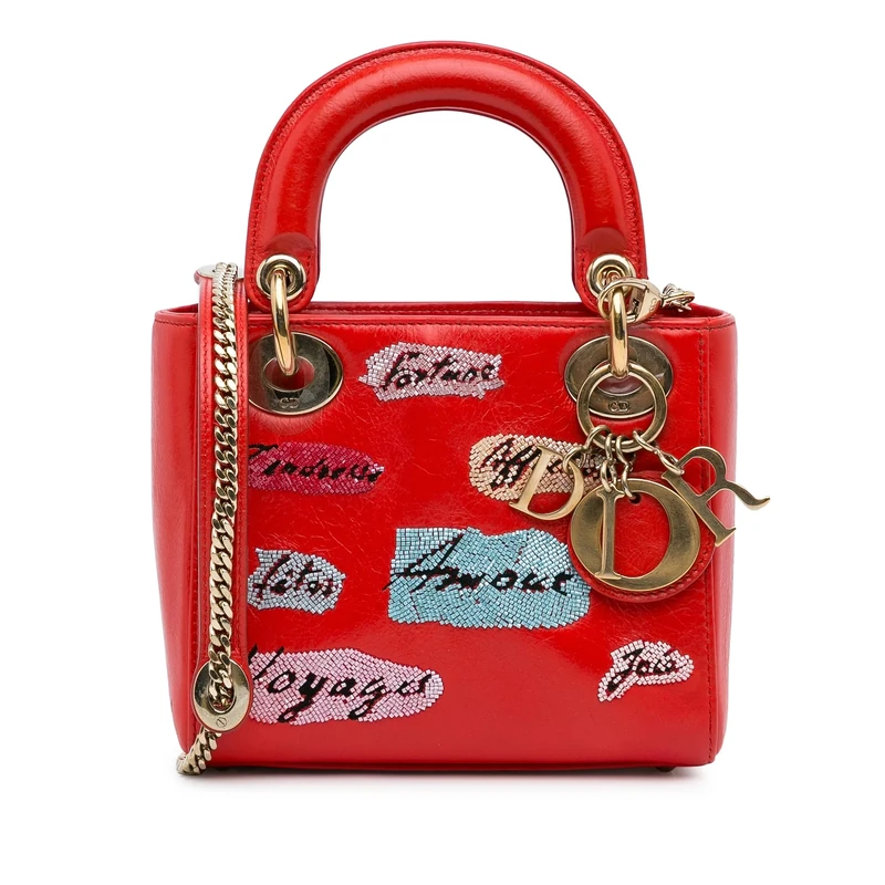 Dior Pre-Loved Mini Calfskin Sequin Embellished Lady Handbag