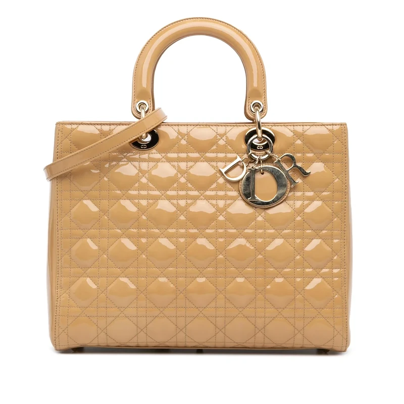 Dior Pre-Loved Large Patent Cannage Lady Handbag