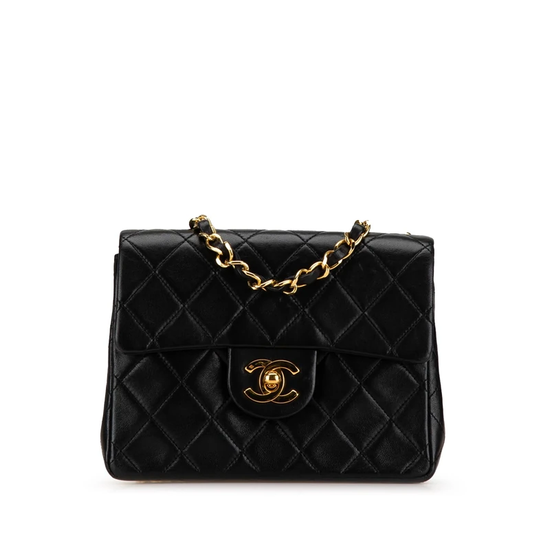 Chanel Pre-Loved Small Square Quilted Lambskin Flap Crossbody Bag