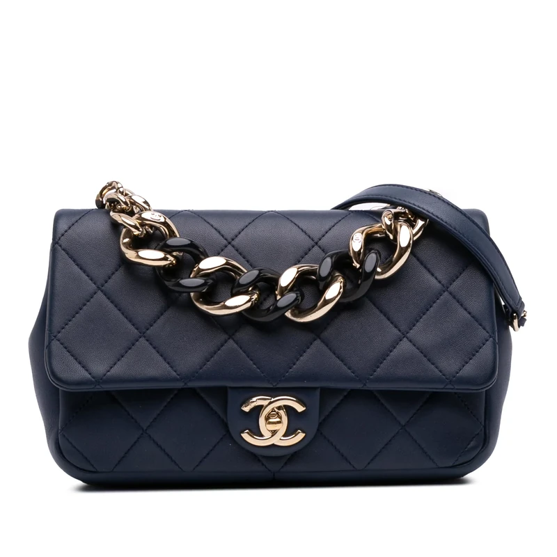 Chanel Pre-Loved Small Lambskin Elegant Chain Single Flap Handbag