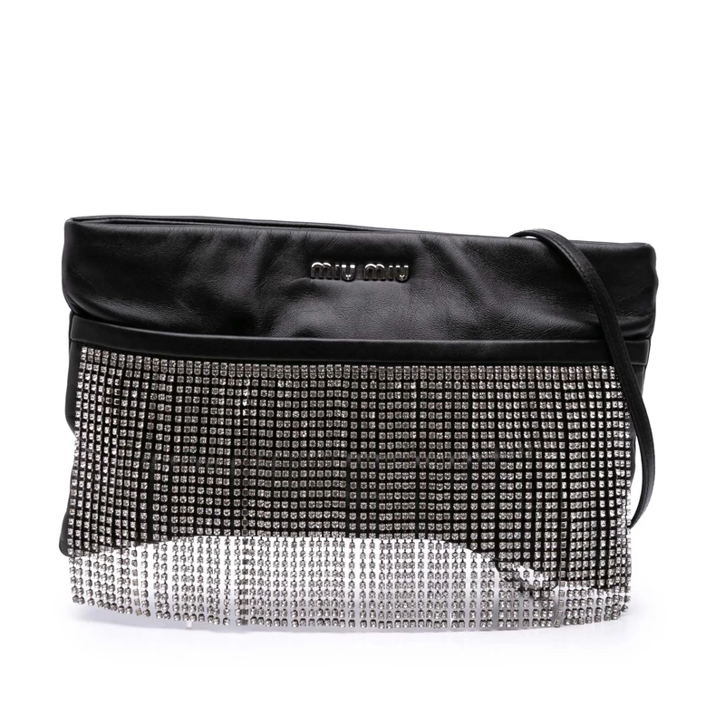Pre-Loved Nappa Crystal Fringe Crossbody Bag