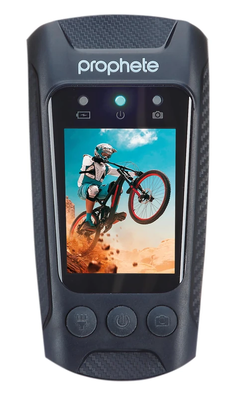 Prophete Bicycle Dash Cam - 4K 30fps Video, 20MP Photos, Front & Rear Camera, 4.5 Hours Recording Time, App Control for iOS & Android, Robust Handlebar Mount, USB-C Charging Function