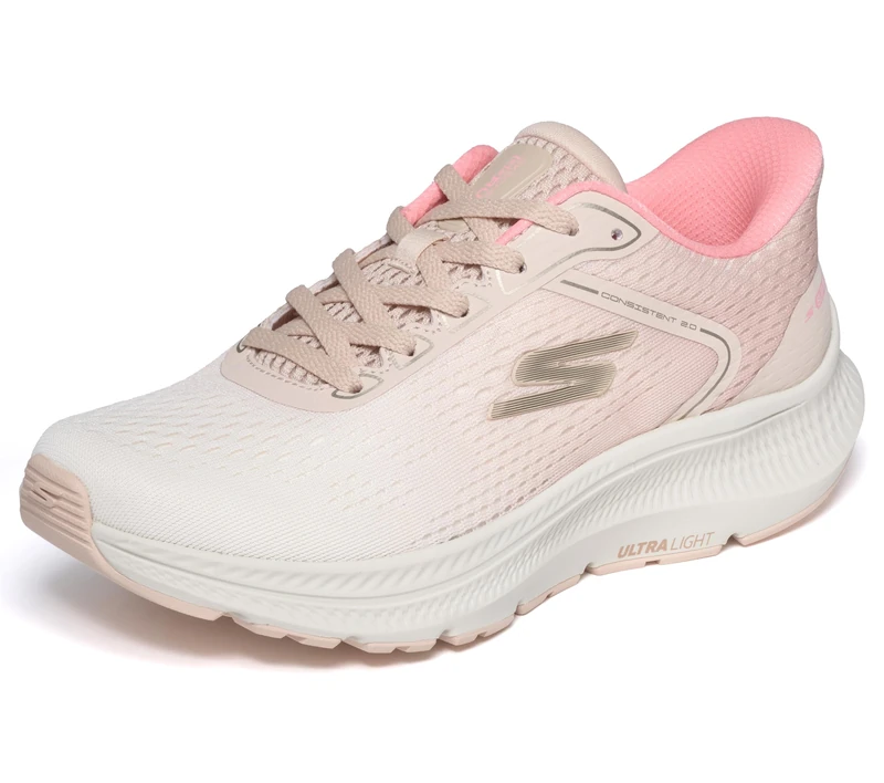 Skechers Women's Go Run Consistent 2.0 Lace Up Slip-in Trainers, Pink, 5 UK
