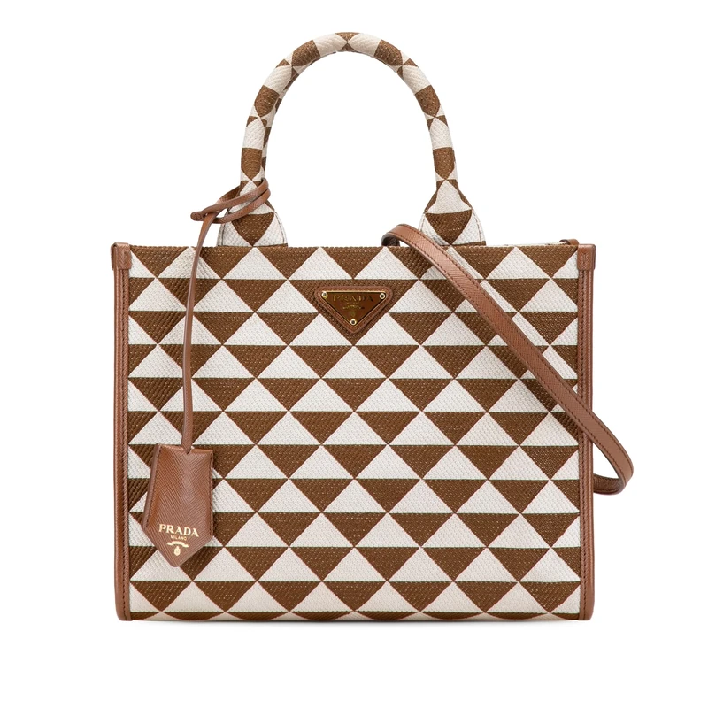 Prada Pre-Loved Small Canvas Symbole Triangolo Satchel Handbag