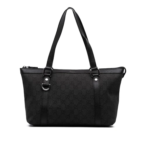 Gucci Pre-Loved GG Denim Abbey D Ring Tote Bag