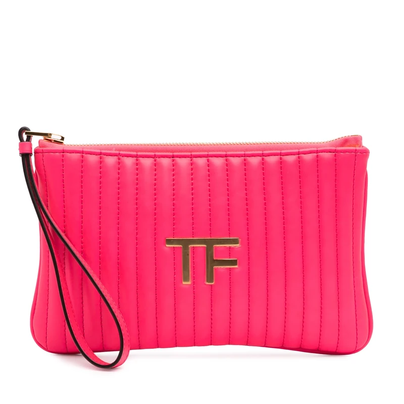 Tom Ford Pre-Loved Quilted Calfskin TF Clutch Bag