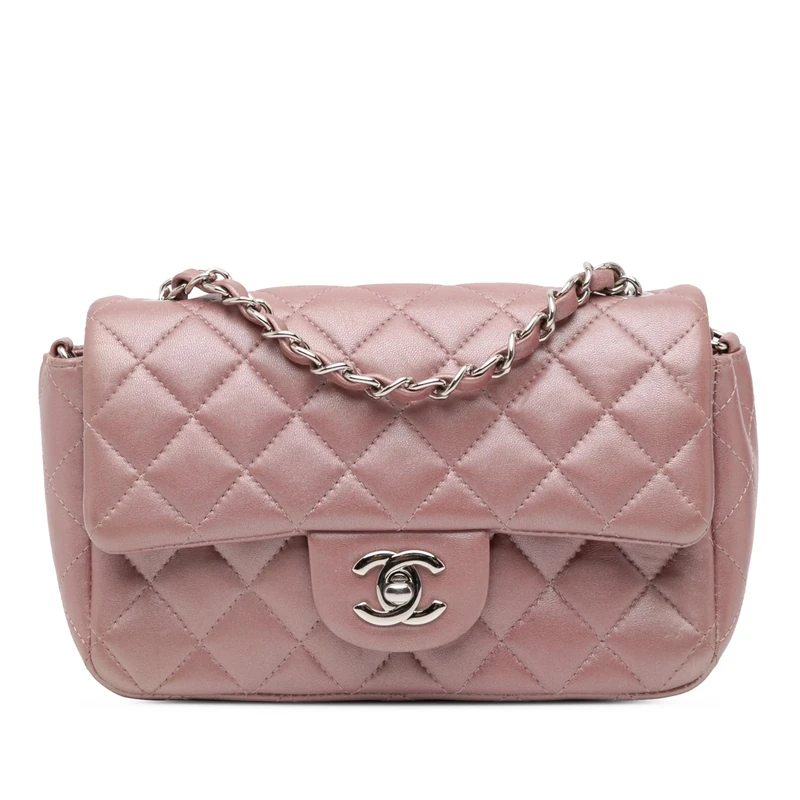 Chanel Pre-Loved Mini Rectangular Classic Iridescent Lambskin Single Flap Crossbody Bag