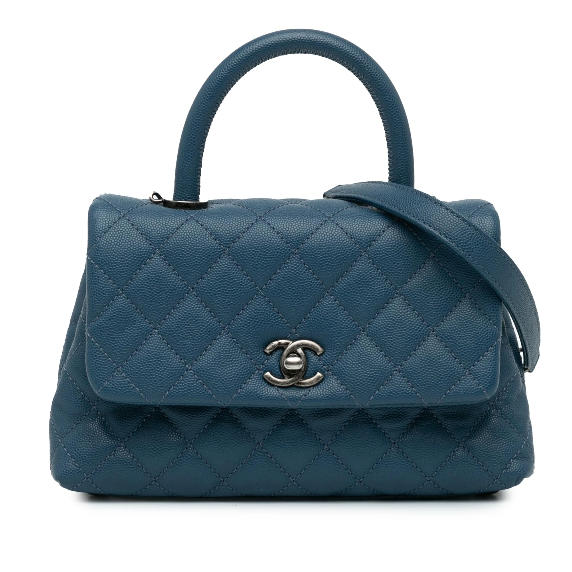 Chanel Pre-Loved Mini Quilted Caviar Coco Top Handle Bag Satchel