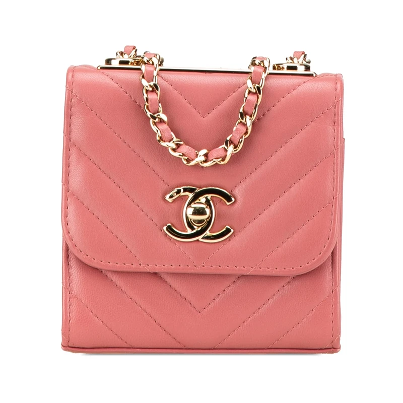 Chanel Pre-Loved Mini Chevron Lambskin Trendy CC Chain Wallet Handbag Crossbody Bag
