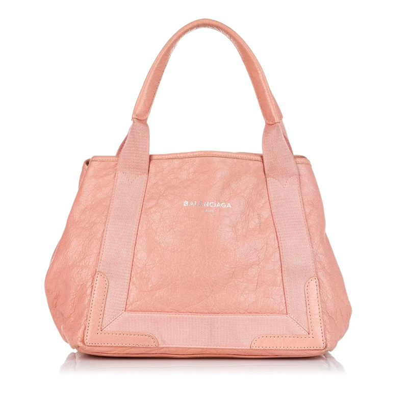 Balenciaga Pre-Loved Navy Cabas S Leather Tote Bag