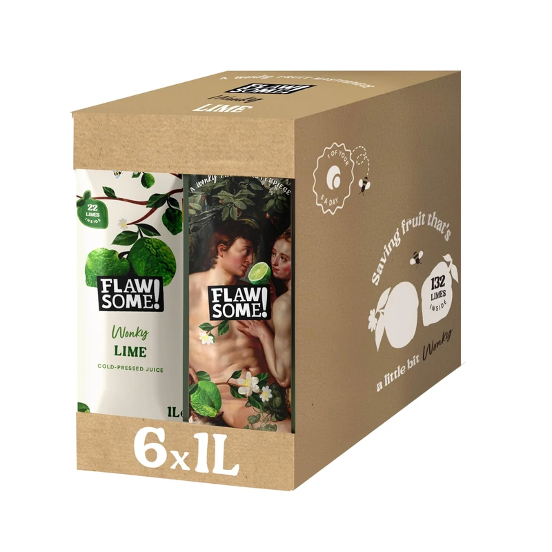 Flawsome! Lime 6x1L - Cold-Pressed - No Added Sugar – 100% Natural and Pure with No Sweeteners – Craft Vegan Not from Concentrate