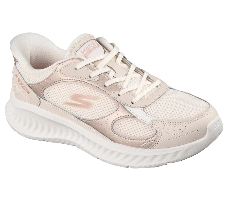 Skechers Slip-Ins Metallic Leather Overlay Lace Up Slip On Shoes for Women