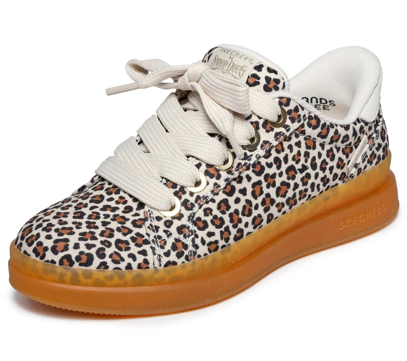 Skechers Slip-Ins Leopard Canvas with Suede Mustache Snoop Cupsole Sneaker for Women