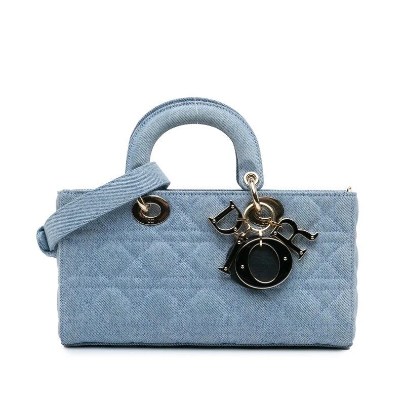 Pre-Loved Medium Denim Cannage Lady D Joy Handbag