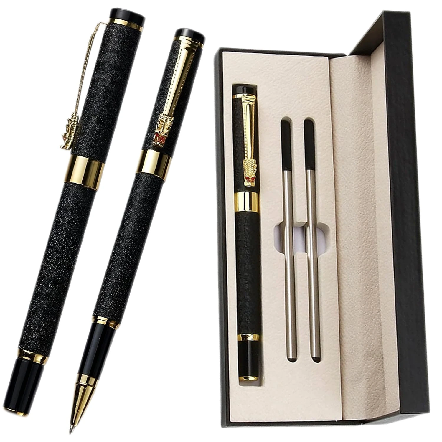 HuaaxtLang Ballpoint Pens Set,0.7mm Smooth Writing Metal Ballpoint Pen with 2 Refills,Ball Pen Gift Set for Men & Women, Professional,Executive,Office,Nice Pens-Gift Box