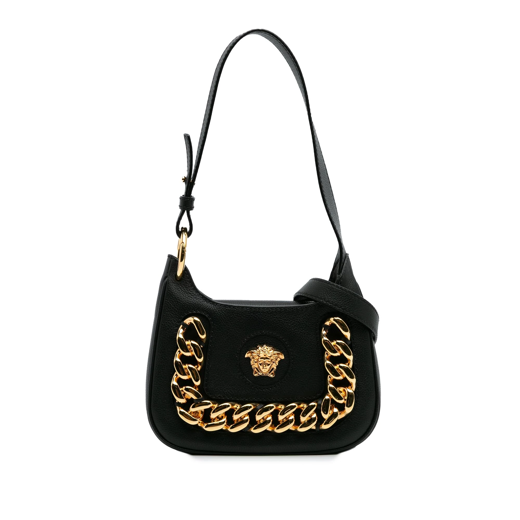 Versace Pre-Loved Small Leather La Medusa Chain Hobo