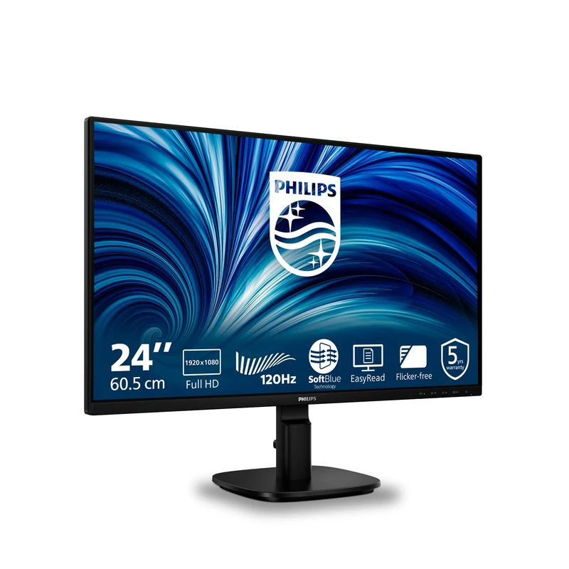 Philips 24B2N2200 23.8 inch FHD Monitor 120Hz, IPS Panel, 4ms GtG, Adaptive Sync, Speakers, (1920x1080 HDMI 1x 1.4 DP) Black