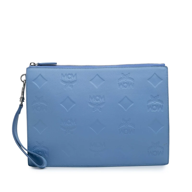 MCM Pre-Loved Leather Aren Zip Pouch Clutch Bag