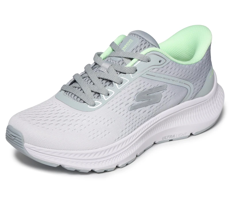 Skechers Women's Go Run Consistent 2.0 Lace Up Slip-in Trainers, Gray, 6 UK