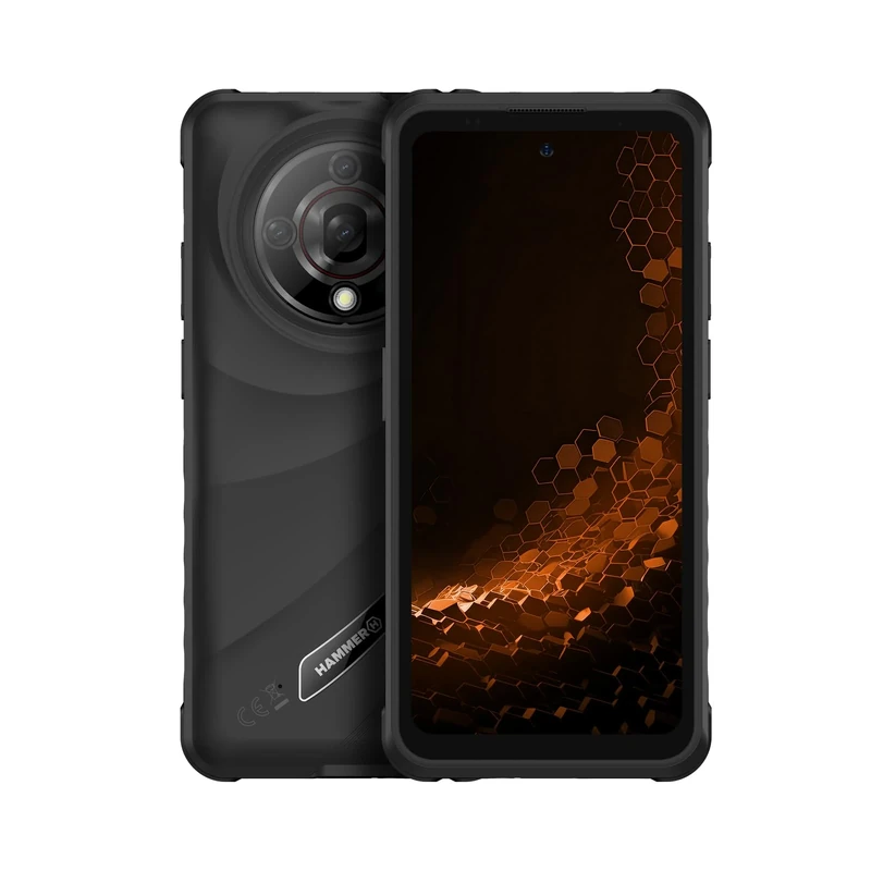 Hammer H Iron 6 5G Outdoor Phone, Rugged Smartphone, 6+8RAM/128GB, 5.6-inch 120Hz Display, 6050mAh Battery, 65MP Camera, Android 15, NFC, Biometrics, FM Radio, 3.5mm Jack, Dual SIM, Black