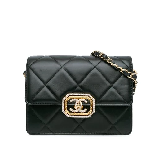 Chanel Pre-Loved Quilted Lambskin Octagonal Buckle Crossbody Bag