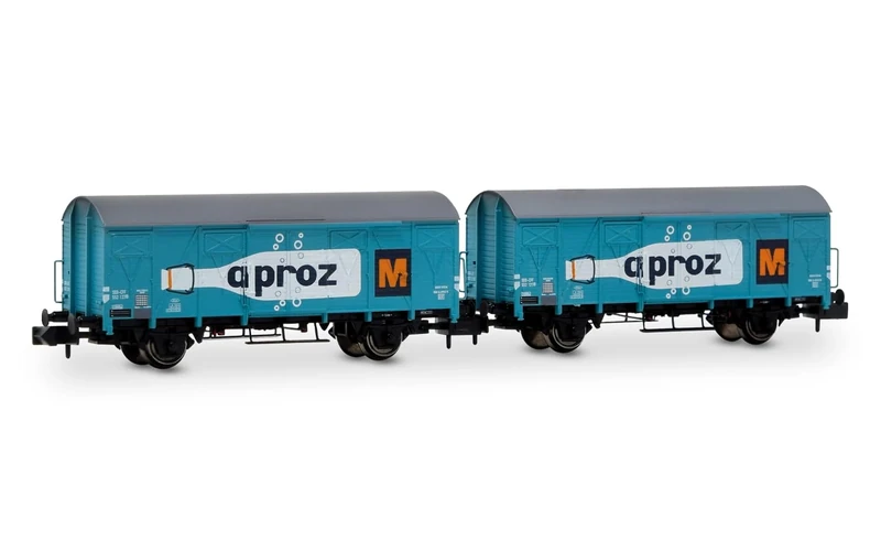 Arnold HN6683 SBB, 2-unit pack 2-axle closed wagon type Gs "APROZ", ep. III for adults and collectors, Blue/White