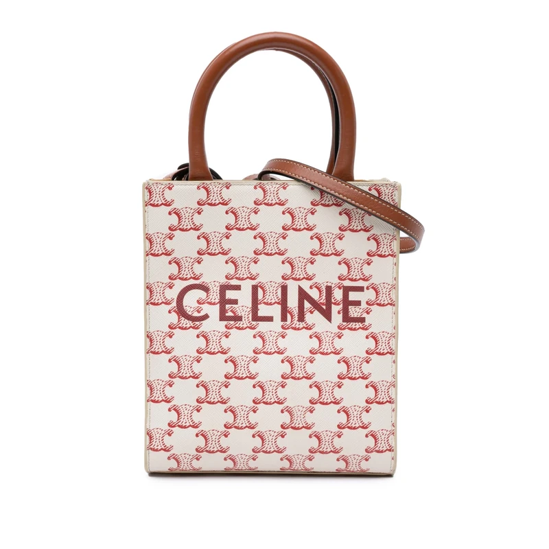 Celine Pre-Loved Mini Triomphe Coated Canvas Vertical Cabas Satchel Handbag