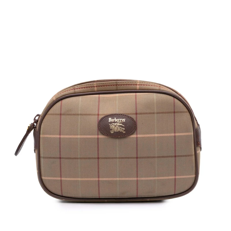 BURBERRY Pre-Loved Vintage Check Canvas Clutch Bag