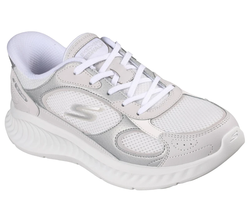 Skechers Slip-Ins Metallic Leather Overlay Lace Up Slip On Shoes for Women