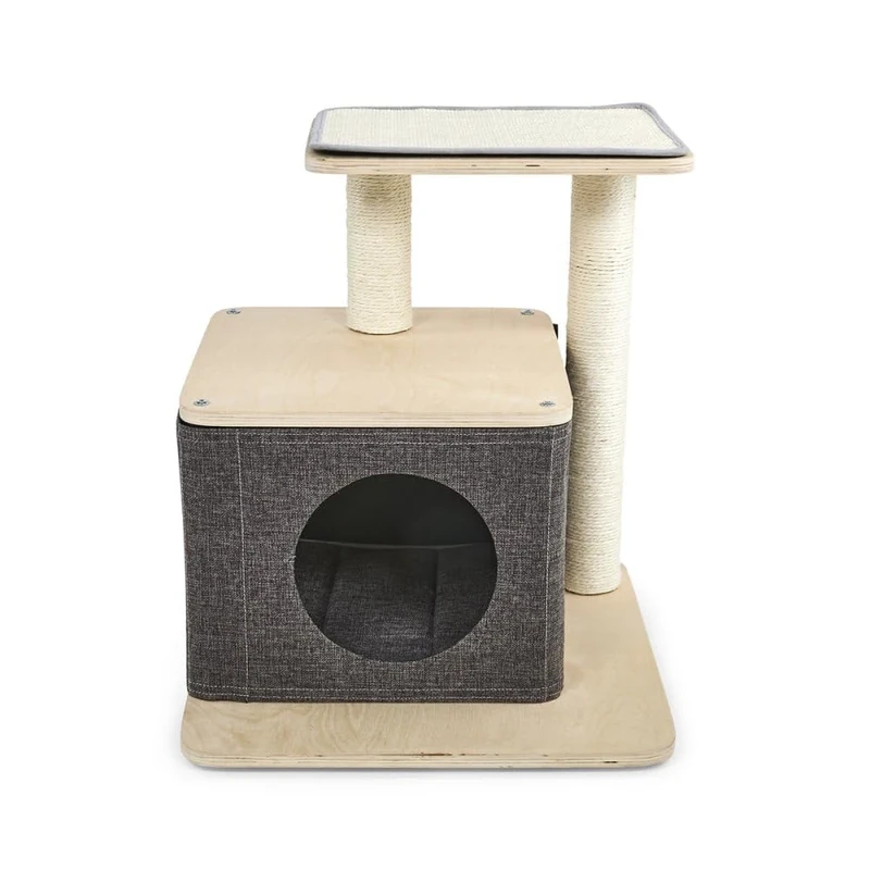 Petface Cat Hide Box with Removeable Cushion & Scratch Platform, 48 x 48 x 54 cm (Pack of 1)