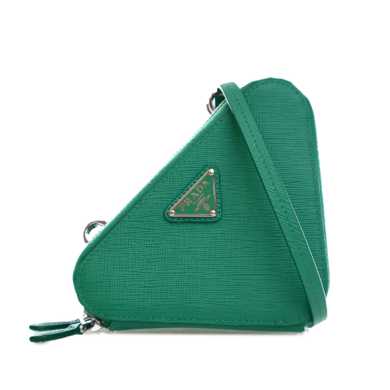 Prada Pre-Loved Mini Saffiano Lux Double Triangle Satchel Handbag
