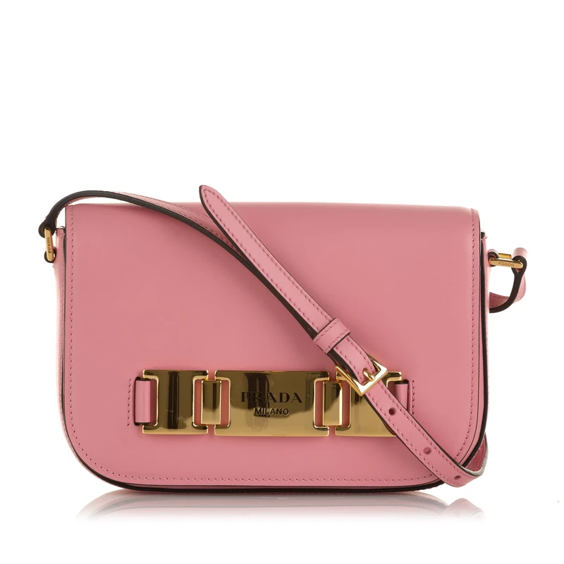Prada Pre-Loved Glace Calf Studded Etiquette Crossbody Bag