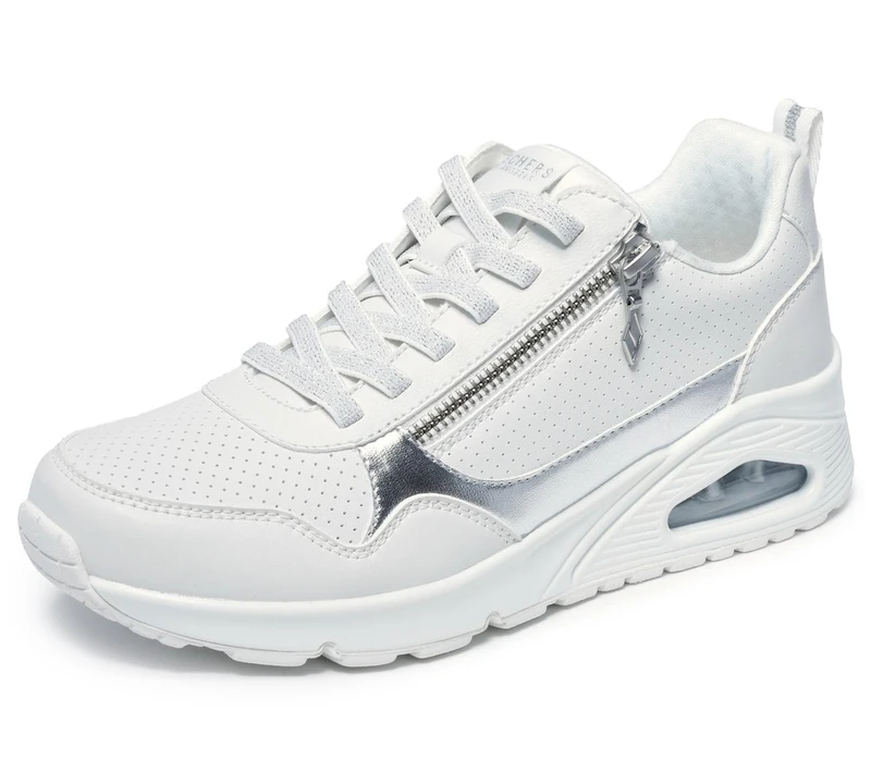 Skechers Street Women's Quarter Zip Duraleather Metallic Trim Fashion Sneaker