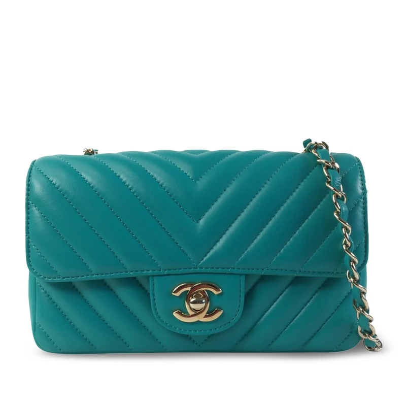 Chanel Pre-Loved Mini Rectangular Chevron Lambskin Single Flap Crossbody Bag