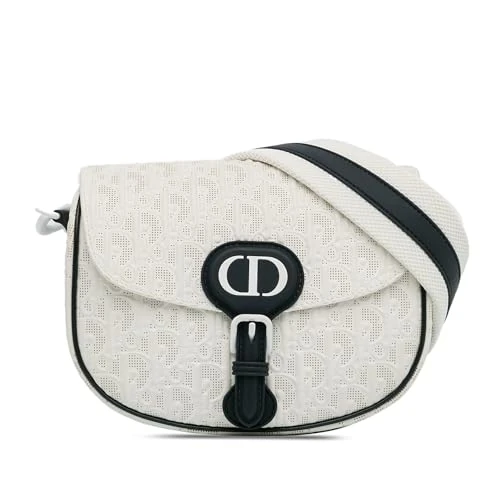 Dior Pre-Loved Medium Perforated Calfskin Oblique Bobby Flap Crossbody Bag