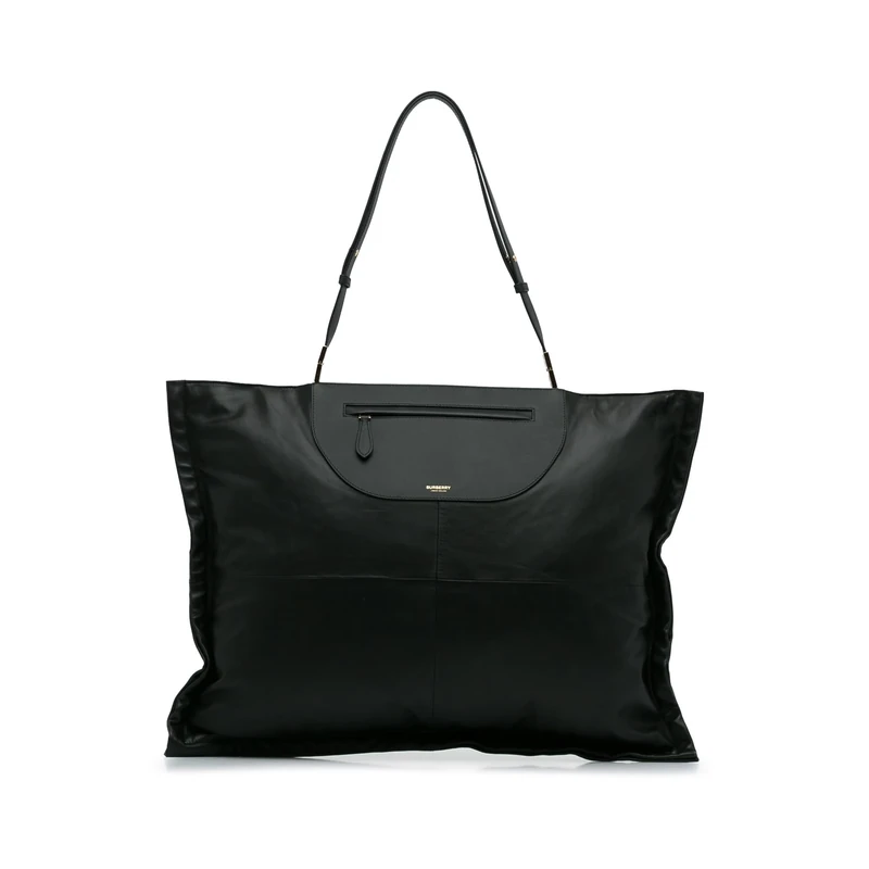 Burberry Olympia Scarf Tote - Black Lambskin Leather Bag - Image 1