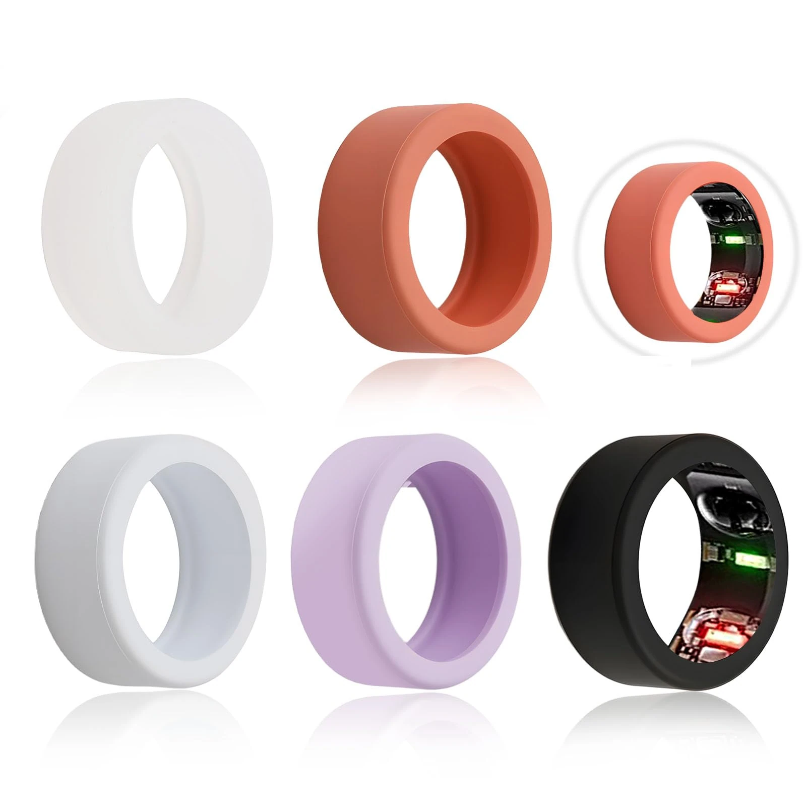 5PCS Silicone Rings Cover Compatible with Oura Ring 4/Ring Gen 3/Ultrahuman Ring Air Protector Anti-Scratch Elastic Case Finger Wrapper for Gym Woking Out Women Men (Size S)