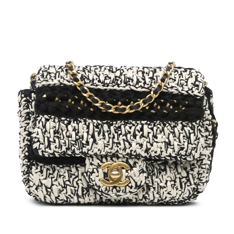 Chanel Pre-Loved Raffia Braided With Love Flap Crossbody Bag