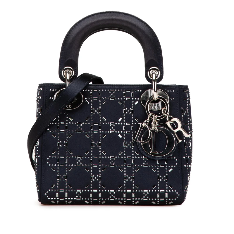 Dior Pre-Loved Mini Satin Cannage Strass Crystal Embellished Lady Handbag