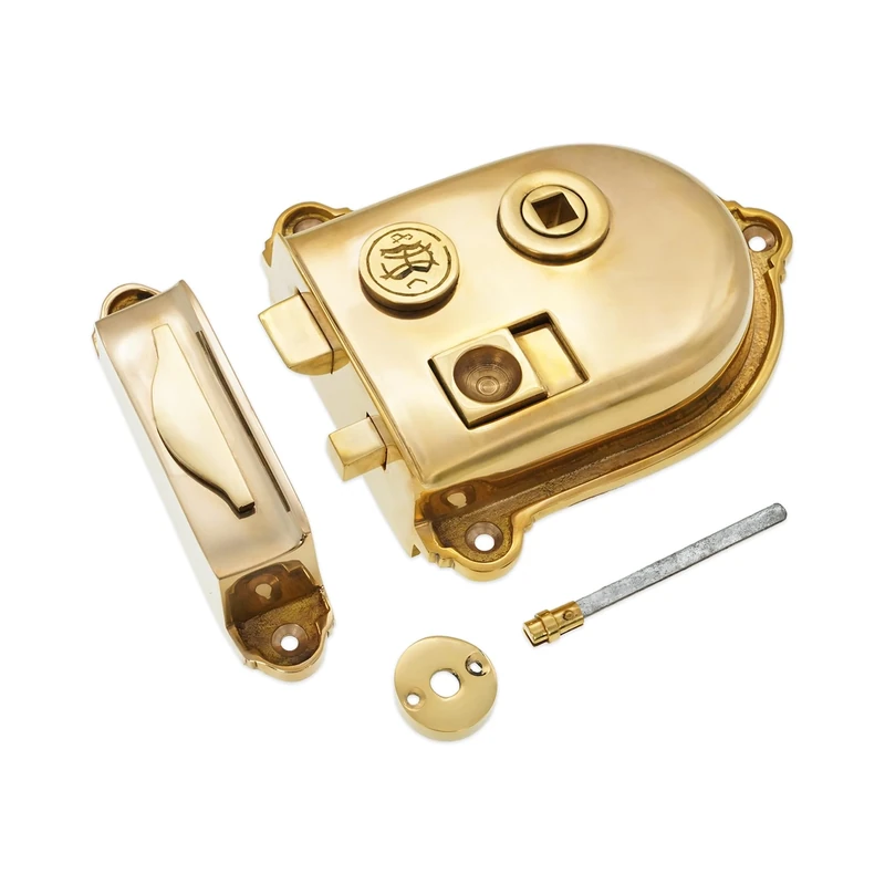 Traditional Cromwell Rim Latch Lock Set in Polished Brass Finish – Victorian Solid Brass Lock for Interior Bathroom and Bedroom Doors